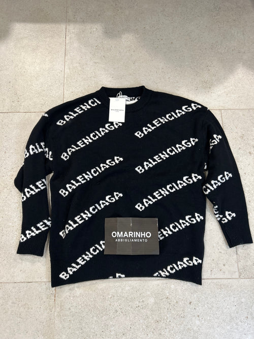 BALENCIAGA – Maglione Girocollo Logo Nero
